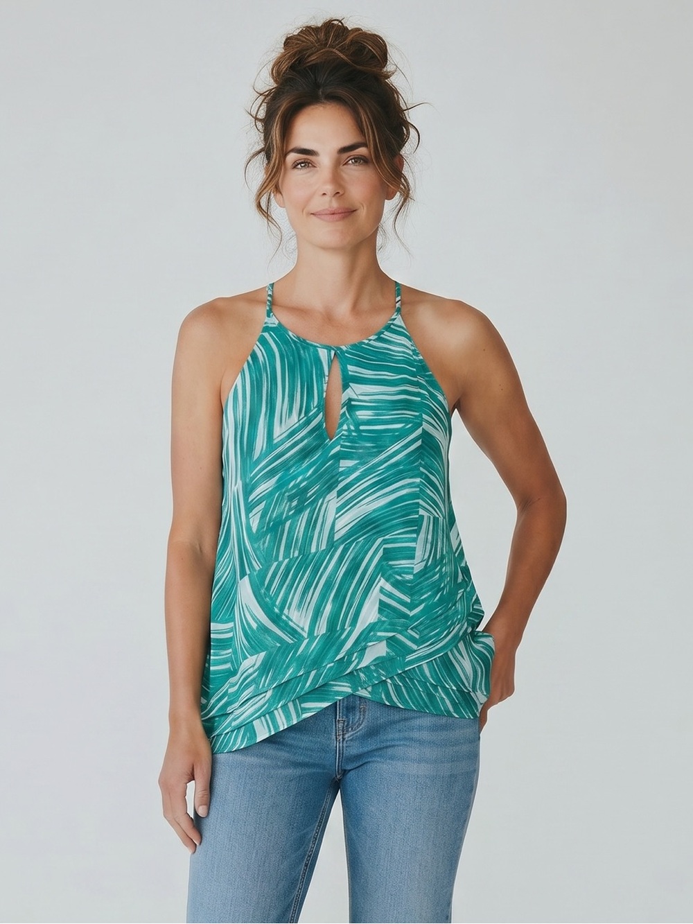 Banana Republic Teal Halter with Keyhole Detail XL